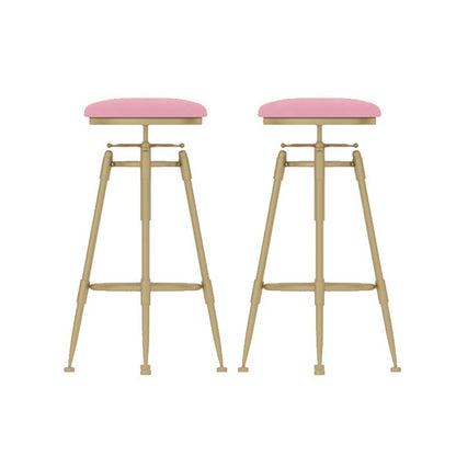 Metal Adjustable Height Bar Stool Industrial Upholstered Bar Stools Pink 2 Piece Set Backless Clearhalo 'Bar Furniture' 'Bar Stools' 'bar_stools' 'furn' 'furn_bar_stools' 'Furniture' 'Kitchen & Dining Furniture' 6472337