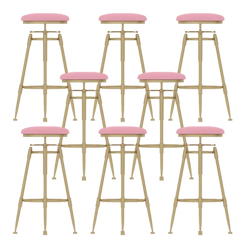 Metal Adjustable Height Bar Stool Industrial Upholstered Bar Stools Pink 8 Piece Set Backless Clearhalo 'Bar Furniture' 'Bar Stools' 'bar_stools' 'furn' 'furn_bar_stools' 'Furniture' 'Kitchen & Dining Furniture' 6472340