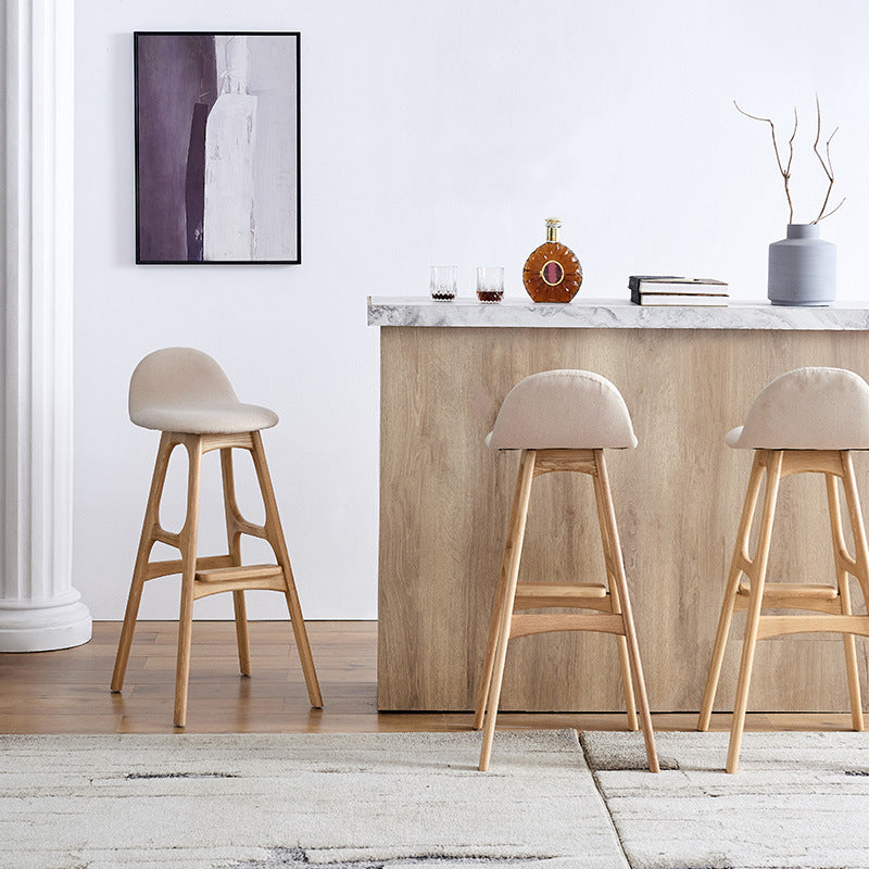 Ash Solid Wood Frame Armless Bar Stool Indoor Upholstered Bar Stool Clearhalo 'Bar Furniture' 'Bar Stools' 'bar_stools' 'furn' 'furn_bar_stools' 'Furniture' 'Kitchen & Dining Furniture' 6472364