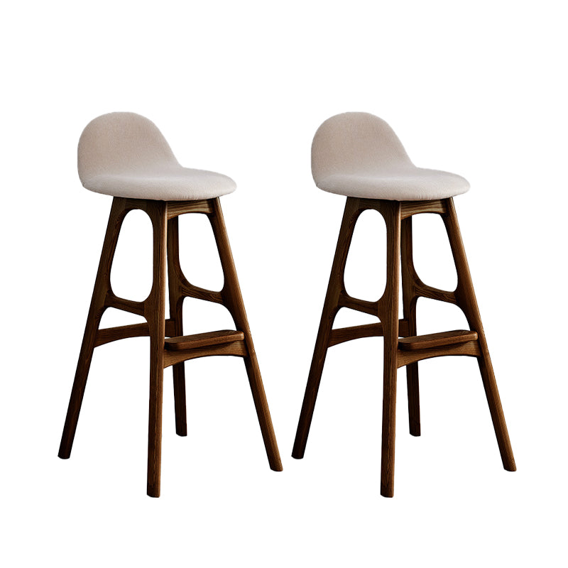Ash Solid Wood Frame Armless Bar Stool Indoor Upholstered Bar Stool Walnut 2 Piece Set Clearhalo 'Bar Furniture' 'Bar Stools' 'bar_stools' 'furn' 'furn_bar_stools' 'Furniture' 'Kitchen & Dining Furniture' 6472365