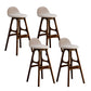Ash Solid Wood Frame Armless Bar Stool Indoor Upholstered Bar Stool Walnut 4 Piece Set Clearhalo 'Bar Furniture' 'Bar Stools' 'bar_stools' 'furn' 'furn_bar_stools' 'Furniture' 'Kitchen & Dining Furniture' 6472366