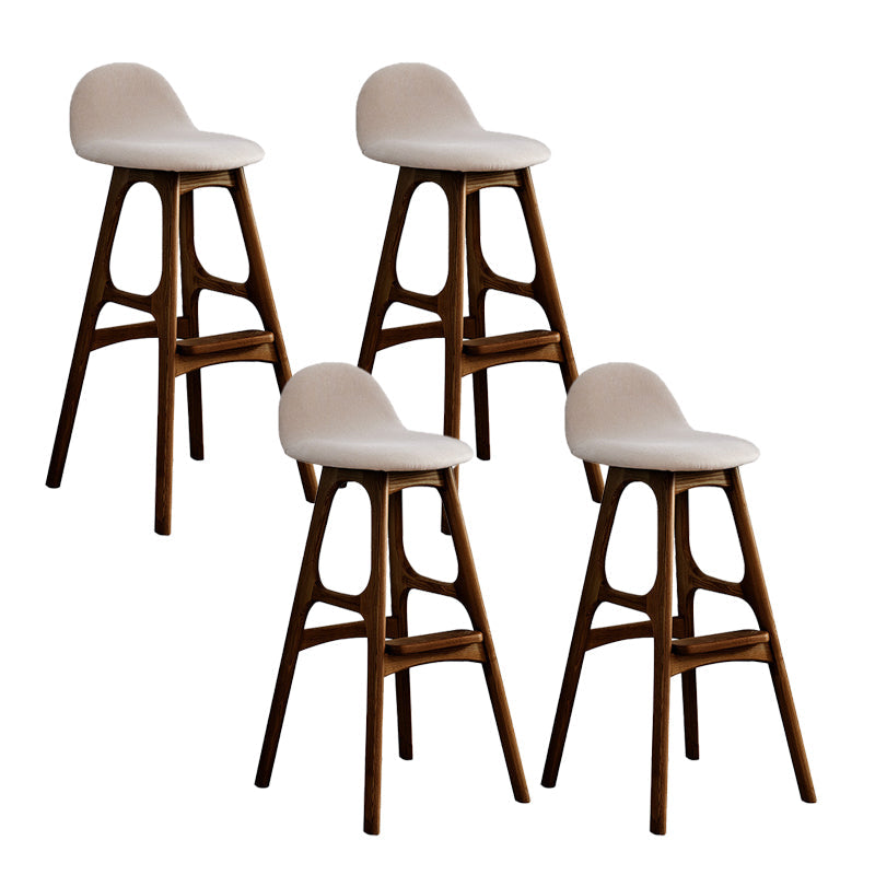 Ash Solid Wood Frame Armless Bar Stool Indoor Upholstered Bar Stool Walnut 4 Piece Set Clearhalo 'Bar Furniture' 'Bar Stools' 'bar_stools' 'furn' 'furn_bar_stools' 'Furniture' 'Kitchen & Dining Furniture' 6472366