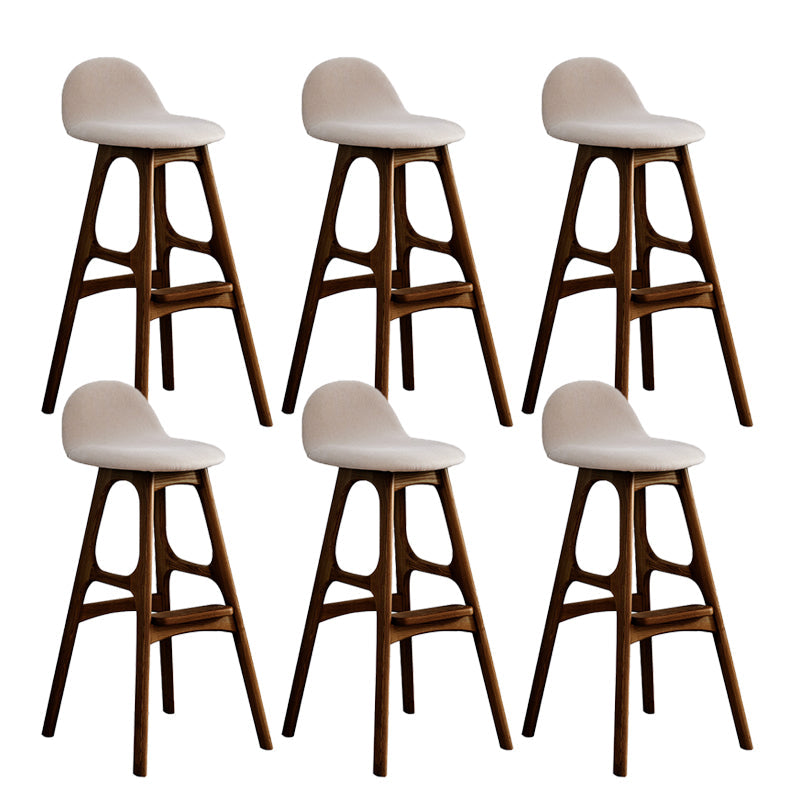 Ash Solid Wood Frame Armless Bar Stool Indoor Upholstered Bar Stool Walnut 6 Piece Set Clearhalo 'Bar Furniture' 'Bar Stools' 'bar_stools' 'furn' 'furn_bar_stools' 'Furniture' 'Kitchen & Dining Furniture' 6472368