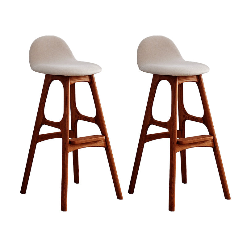 Ash Solid Wood Frame Armless Bar Stool Indoor Upholstered Bar Stool Tan 2 Piece Set Clearhalo 'Bar Furniture' 'Bar Stools' 'bar_stools' 'furn' 'furn_bar_stools' 'Furniture' 'Kitchen & Dining Furniture' 6472373