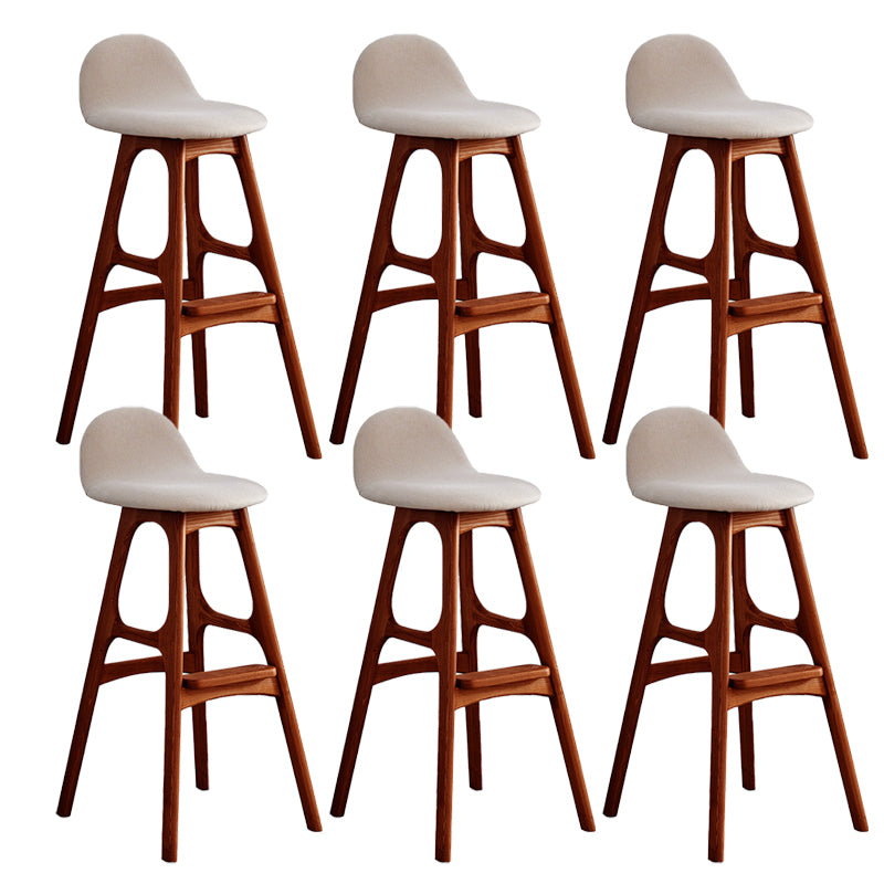 Ash Solid Wood Frame Armless Bar Stool Indoor Upholstered Bar Stool Tan 6 Piece Set Clearhalo 'Bar Furniture' 'Bar Stools' 'bar_stools' 'furn' 'furn_bar_stools' 'Furniture' 'Kitchen & Dining Furniture' 6472377