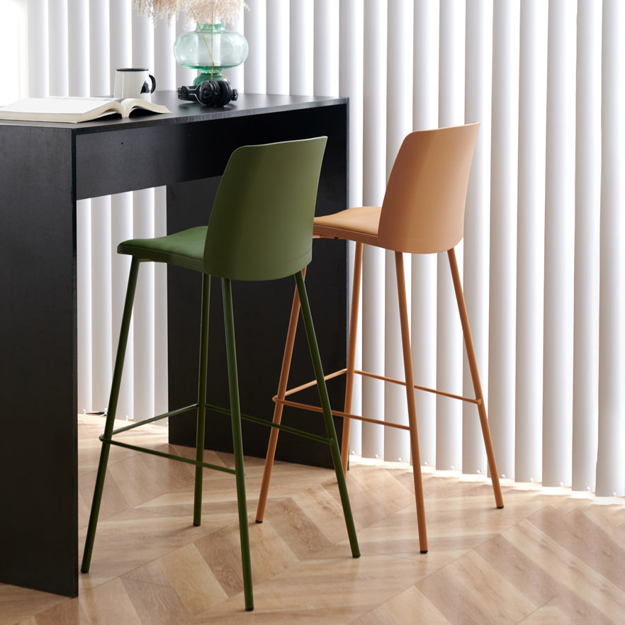 Taburete de bar de metal de estilo moderno, taburete de mostrador con respaldo de plástico para Bristol