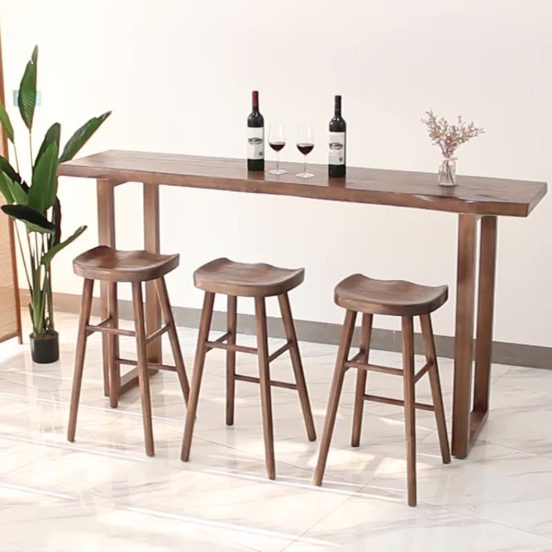 Taburete de bar moderno de madera maciza, taburete sin respaldo para restaurante