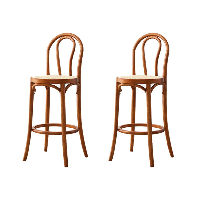 Contemporary Wood Bar Stool Armless Round Rattan Seat for Living Room Brown 2 Piece Set Clearhalo 'Bar Furniture' 'Bar Stools' 'bar_stools' 'furn' 'furn_bar_stools' 'Furniture' 'Kitchen & Dining Furniture' 6472556