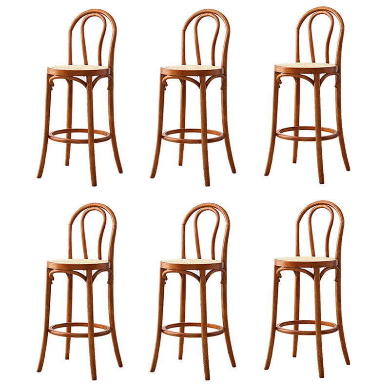 Contemporary Wood Bar Stool Armless Round Rattan Seat for Living Room Brown 6 Piece Set Clearhalo 'Bar Furniture' 'Bar Stools' 'bar_stools' 'furn' 'furn_bar_stools' 'Furniture' 'Kitchen & Dining Furniture' 6472560