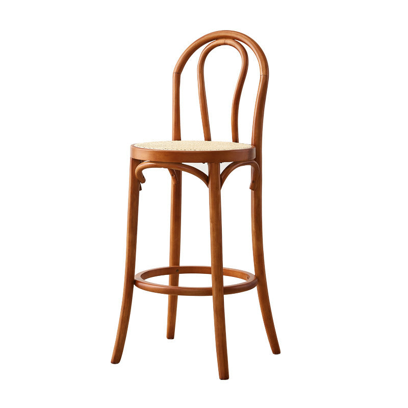 Contemporary Wood Bar Stool Armless Round Rattan Seat for Living Room Clearhalo 'Bar Furniture' 'Bar Stools' 'bar_stools' 'furn' 'furn_bar_stools' 'Furniture' 'Kitchen & Dining Furniture' 6472562