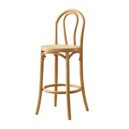 Contemporary Wood Bar Stool Armless Round Rattan Seat for Living Room Natural 1 Piece Clearhalo 'Bar Furniture' 'Bar Stools' 'bar_stools' 'furn' 'furn_bar_stools' 'Furniture' 'Kitchen & Dining Furniture' 6472563