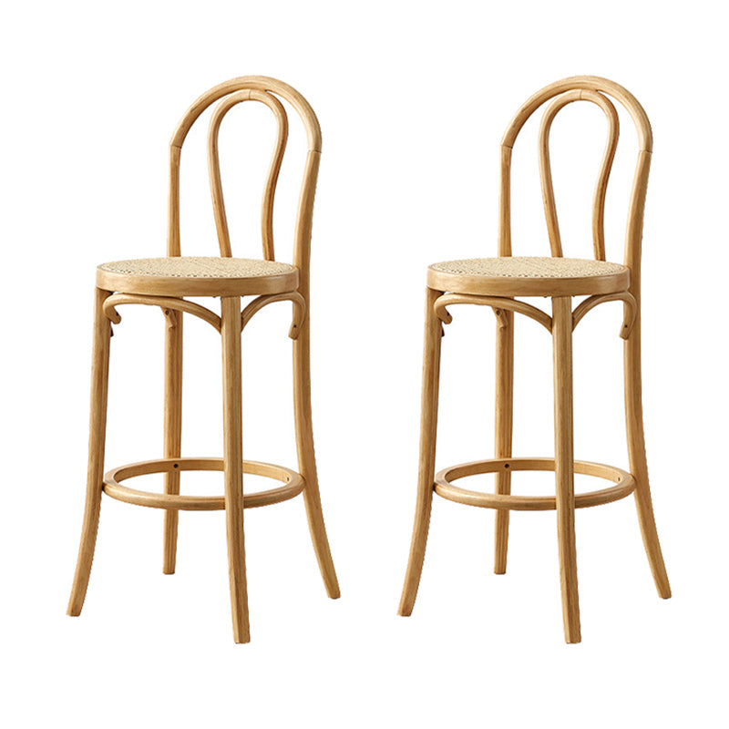 Contemporary Wood Bar Stool Armless Round Rattan Seat for Living Room Natural 2 Piece Set Clearhalo 'Bar Furniture' 'Bar Stools' 'bar_stools' 'furn' 'furn_bar_stools' 'Furniture' 'Kitchen & Dining Furniture' 6472564