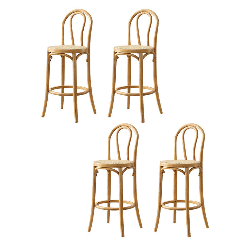 Contemporary Wood Bar Stool Armless Round Rattan Seat for Living Room Natural 4 Piece Set Clearhalo 'Bar Furniture' 'Bar Stools' 'bar_stools' 'furn' 'furn_bar_stools' 'Furniture' 'Kitchen & Dining Furniture' 6472565