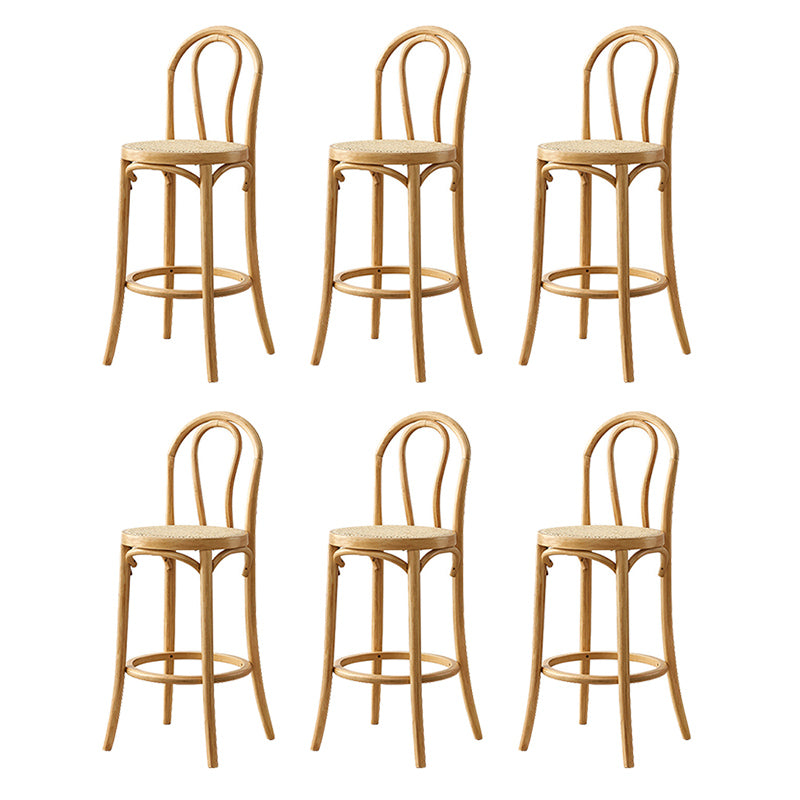 Contemporary Wood Bar Stool Armless Round Rattan Seat for Living Room Natural 6 Piece Set Clearhalo 'Bar Furniture' 'Bar Stools' 'bar_stools' 'furn' 'furn_bar_stools' 'Furniture' 'Kitchen & Dining Furniture' 6472566
