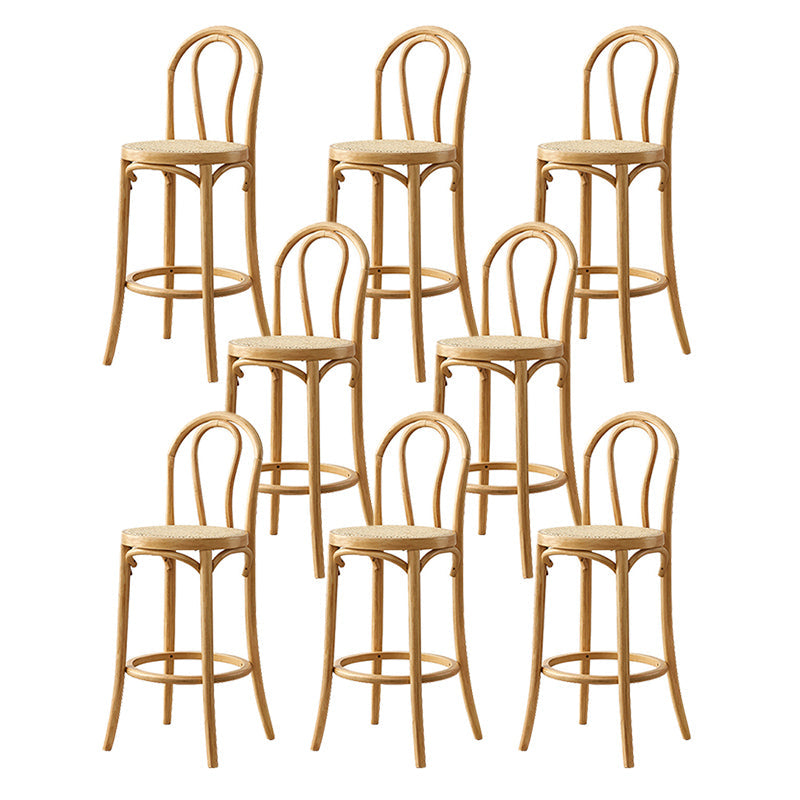 Contemporary Wood Bar Stool Armless Round Rattan Seat for Living Room Natural 8 Piece Set Clearhalo 'Bar Furniture' 'Bar Stools' 'bar_stools' 'furn' 'furn_bar_stools' 'Furniture' 'Kitchen & Dining Furniture' 6472567