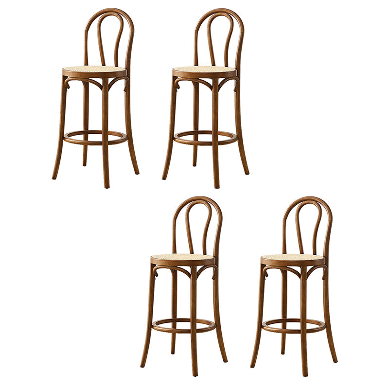 Contemporary Wood Bar Stool Armless Round Rattan Seat for Living Room Walnut 4 Piece Set Clearhalo 'Bar Furniture' 'Bar Stools' 'bar_stools' 'furn' 'furn_bar_stools' 'Furniture' 'Kitchen & Dining Furniture' 6472570