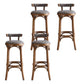 Industrial Upholstered Round Stool Low Back Wood Barstool for Living Room