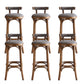 Industrial Upholstered Round Stool Low Back Wood Barstool for Living Room