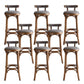 Industrial Upholstered Round Stool Low Back Wood Barstool for Living Room