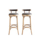 Industrial Upholstered Round Stool Low Back Wood Barstool for Living Room