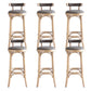 Industrial Upholstered Round Stool Low Back Wood Barstool for Living Room