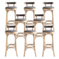 Industrial Upholstered Round Stool Low Back Wood Barstool for Living Room