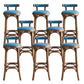 Industrial Upholstered Round Stool Low Back Wood Barstool for Living Room