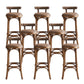 Industrial Upholstered Round Stool Low Back Wood Barstool for Living Room