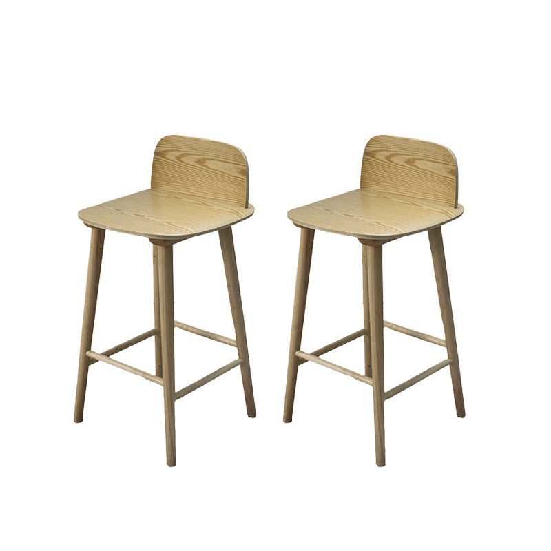 Taburete de bar contemporáneo con respaldo bajo, taburete de bar de madera de caucho para interiores
