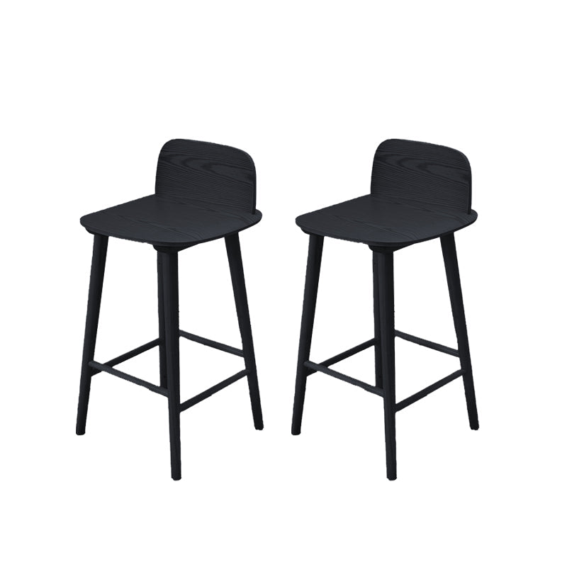 Taburete de bar contemporáneo con respaldo bajo, taburete de bar de madera de caucho para interiores