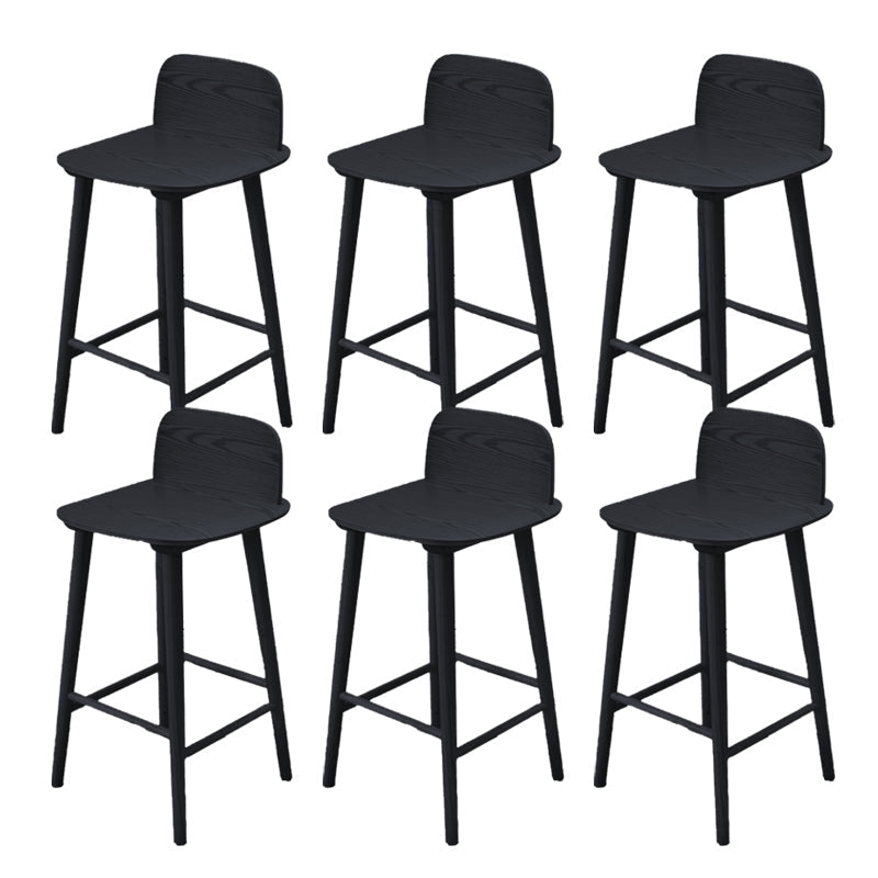 Taburete de bar contemporáneo con respaldo bajo, taburete de bar de madera de caucho para interiores