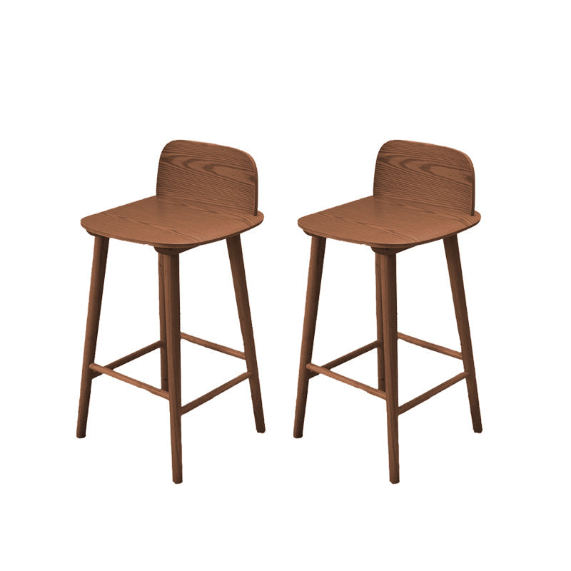Taburete de bar contemporáneo con respaldo bajo, taburete de bar de madera de caucho para interiores