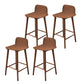Taburete de bar contemporáneo con respaldo bajo, taburete de bar de madera de caucho para interiores