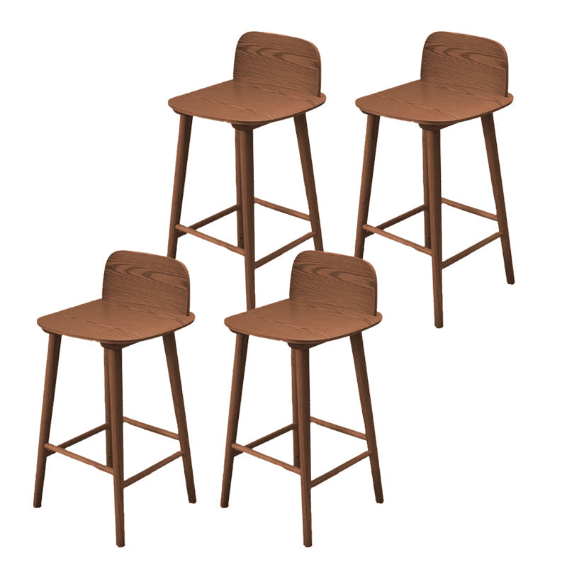 Taburete de bar contemporáneo con respaldo bajo, taburete de bar de madera de caucho para interiores