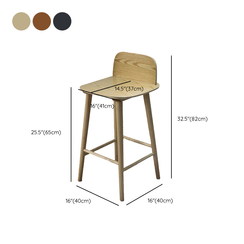 Taburete de bar contemporáneo con respaldo bajo, taburete de bar de madera de caucho para interiores