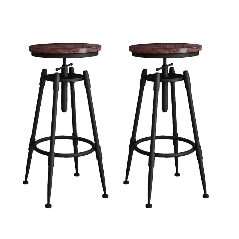 Metal Adjustable Height Bar Stool Armless Round Upholstered Bar Stool Wood 2 Piece Set Backless Clearhalo 'Bar Furniture' 'Bar Stools' 'bar_stools' 'furn' 'furn_bar_stools' 'Furniture' 'Kitchen & Dining Furniture' 6472722