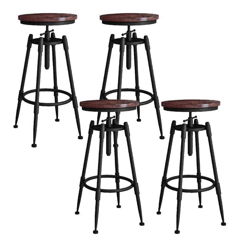 Metal Adjustable Height Bar Stool Armless Round Upholstered Bar Stool Wood 4 Piece Set Backless Clearhalo 'Bar Furniture' 'Bar Stools' 'bar_stools' 'furn' 'furn_bar_stools' 'Furniture' 'Kitchen & Dining Furniture' 6472724