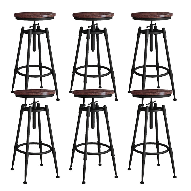 Metal Adjustable Height Bar Stool Armless Round Upholstered Bar Stool Wood 6 Piece Set Backless Clearhalo 'Bar Furniture' 'Bar Stools' 'bar_stools' 'furn' 'furn_bar_stools' 'Furniture' 'Kitchen & Dining Furniture' 6472725