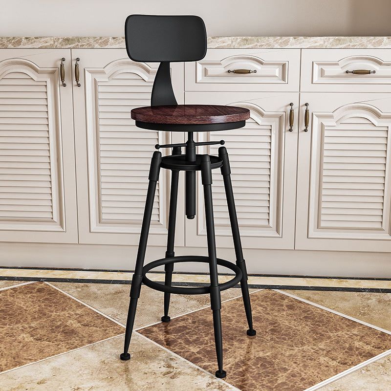Metal Adjustable Height Bar Stool Armless Round Upholstered Bar Stool Wood 1 Piece Low Back Clearhalo 'Bar Furniture' 'Bar Stools' 'bar_stools' 'furn' 'furn_bar_stools' 'Furniture' 'Kitchen & Dining Furniture' 6472726