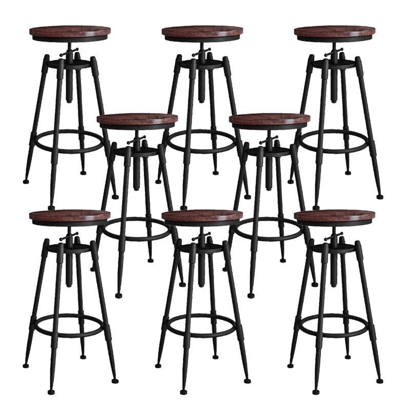 Metal Adjustable Height Bar Stool Armless Round Upholstered Bar Stool Wood 8 Piece Set Backless Clearhalo 'Bar Furniture' 'Bar Stools' 'bar_stools' 'furn' 'furn_bar_stools' 'Furniture' 'Kitchen & Dining Furniture' 6472728