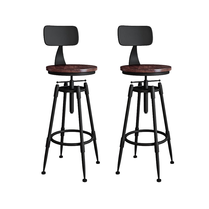 Metal Adjustable Height Bar Stool Armless Round Upholstered Bar Stool Wood 2 Piece Set Low Back Clearhalo 'Bar Furniture' 'Bar Stools' 'bar_stools' 'furn' 'furn_bar_stools' 'Furniture' 'Kitchen & Dining Furniture' 6472730