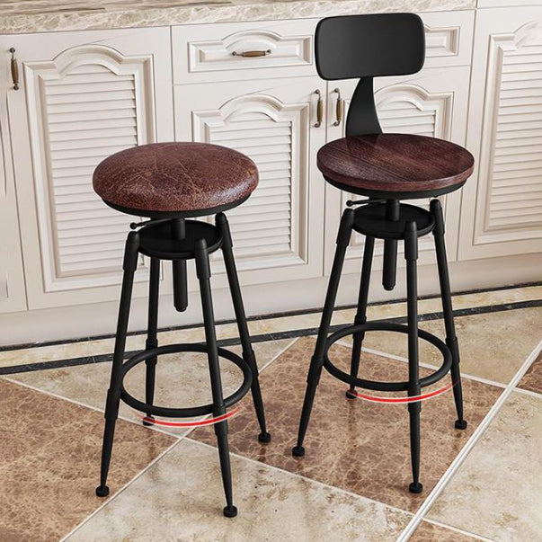 Metal Adjustable Height Bar Stool Armless Round Upholstered Bar Stool Clearhalo 'Bar Furniture' 'Bar Stools' 'bar_stools' 'furn' 'furn_bar_stools' 'Furniture' 'Kitchen & Dining Furniture' 6472731