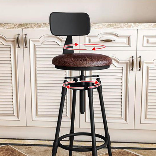 Metal Adjustable Height Bar Stool Armless Round Upholstered Bar Stool Clearhalo 'Bar Furniture' 'Bar Stools' 'bar_stools' 'furn' 'furn_bar_stools' 'Furniture' 'Kitchen & Dining Furniture' 6472732