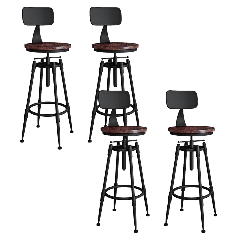 Metal Adjustable Height Bar Stool Armless Round Upholstered Bar Stool Wood 4 Piece Set Low Back Clearhalo 'Bar Furniture' 'Bar Stools' 'bar_stools' 'furn' 'furn_bar_stools' 'Furniture' 'Kitchen & Dining Furniture' 6472733
