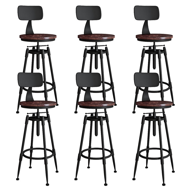Metal Adjustable Height Bar Stool Armless Round Upholstered Bar Stool Wood 6 Piece Set Low Back Clearhalo 'Bar Furniture' 'Bar Stools' 'bar_stools' 'furn' 'furn_bar_stools' 'Furniture' 'Kitchen & Dining Furniture' 6472735