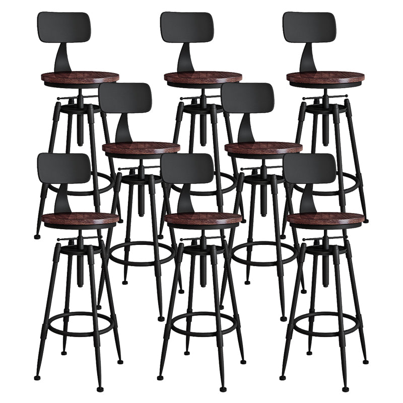 Metal Adjustable Height Bar Stool Armless Round Upholstered Bar Stool Wood 8 Piece Set Low Back Clearhalo 'Bar Furniture' 'Bar Stools' 'bar_stools' 'furn' 'furn_bar_stools' 'Furniture' 'Kitchen & Dining Furniture' 6472736