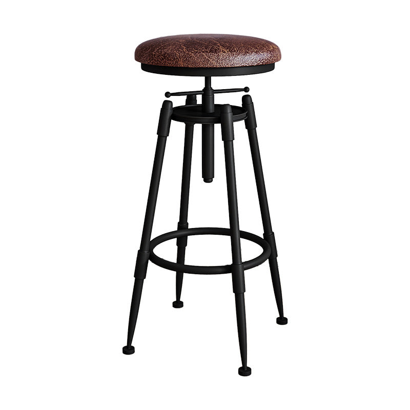 Metal Adjustable Height Bar Stool Armless Round Upholstered Bar Stool Leather 1 Piece Backless Clearhalo 'Bar Furniture' 'Bar Stools' 'bar_stools' 'furn' 'furn_bar_stools' 'Furniture' 'Kitchen & Dining Furniture' 6472737