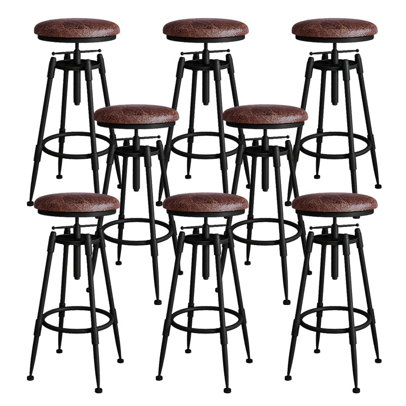 Metal Adjustable Height Bar Stool Armless Round Upholstered Bar Stool Leather 8 Piece Set Backless Clearhalo 'Bar Furniture' 'Bar Stools' 'bar_stools' 'furn' 'furn_bar_stools' 'Furniture' 'Kitchen & Dining Furniture' 6472741