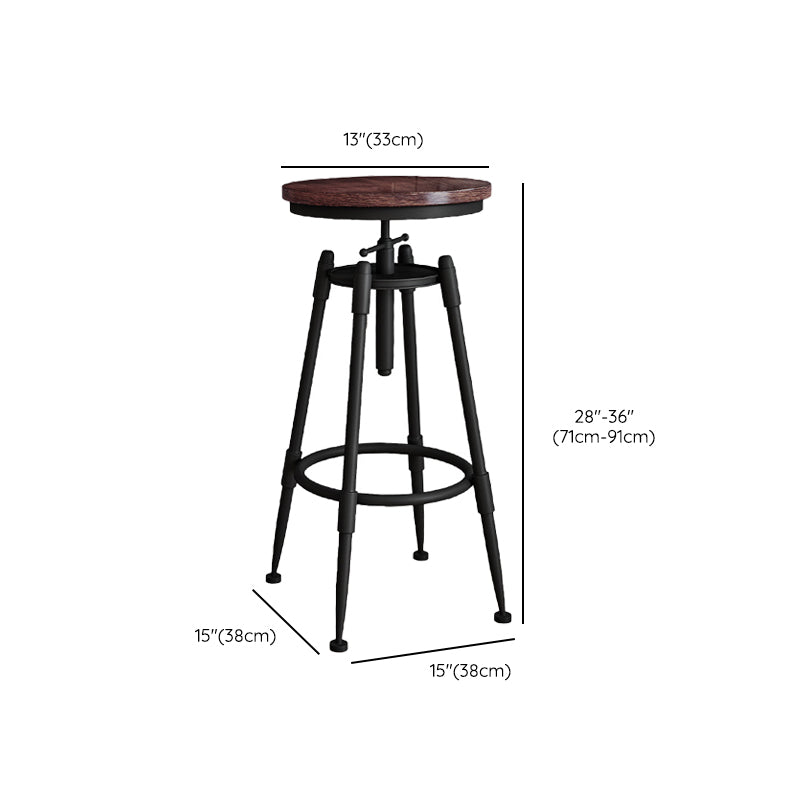 Metal Adjustable Height Bar Stool Armless Round Upholstered Bar Stool Clearhalo 'Bar Furniture' 'Bar Stools' 'bar_stools' 'furn' 'furn_bar_stools' 'Furniture' 'Kitchen & Dining Furniture' 6472746