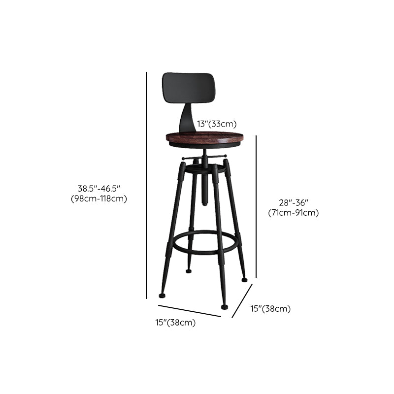 Metal Adjustable Height Bar Stool Armless Round Upholstered Bar Stool Clearhalo 'Bar Furniture' 'Bar Stools' 'bar_stools' 'furn' 'furn_bar_stools' 'Furniture' 'Kitchen & Dining Furniture' 6472747
